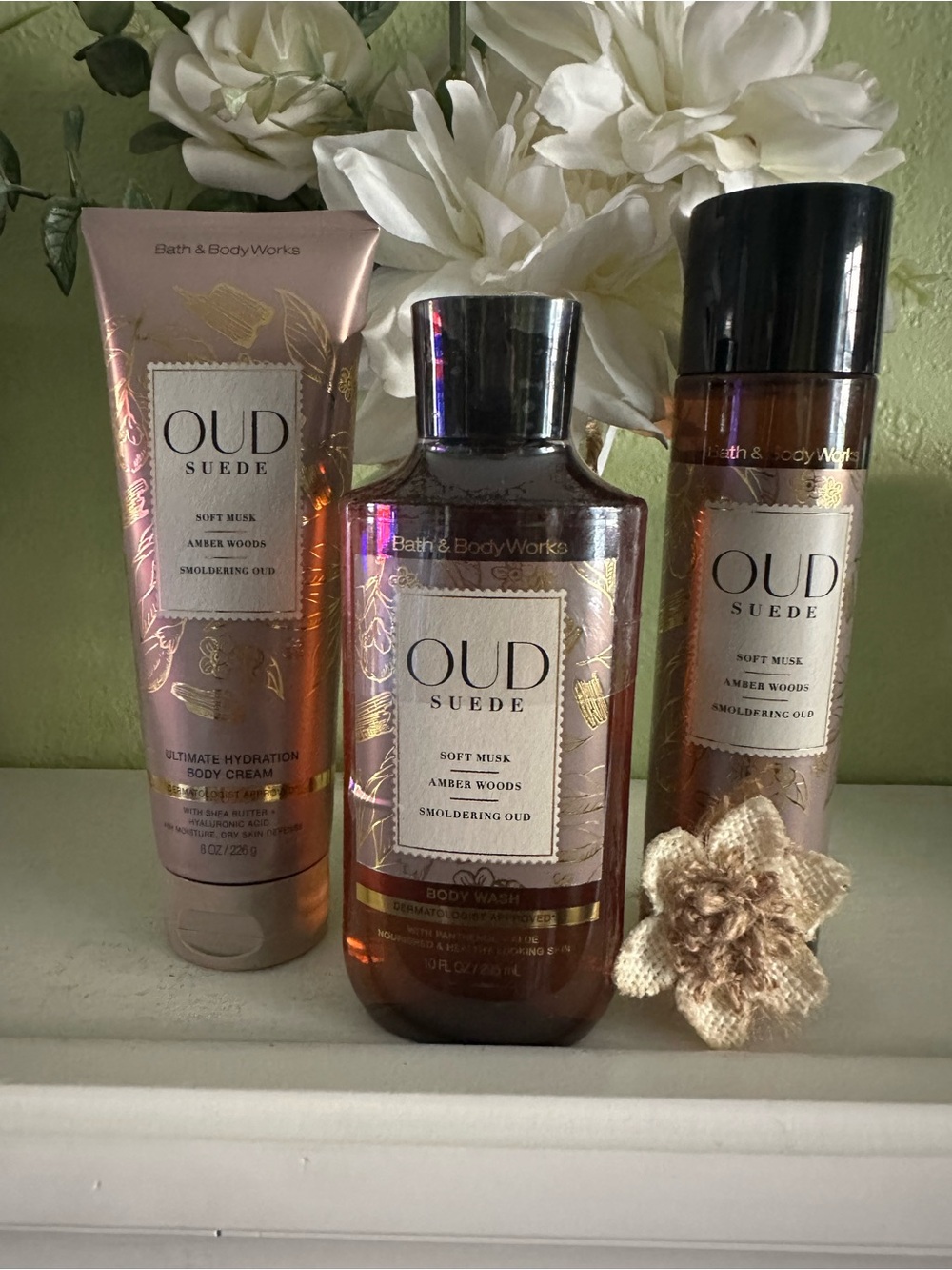 Bath & Body Works Oud Suede Body Care Set - Rose Gold and Brown